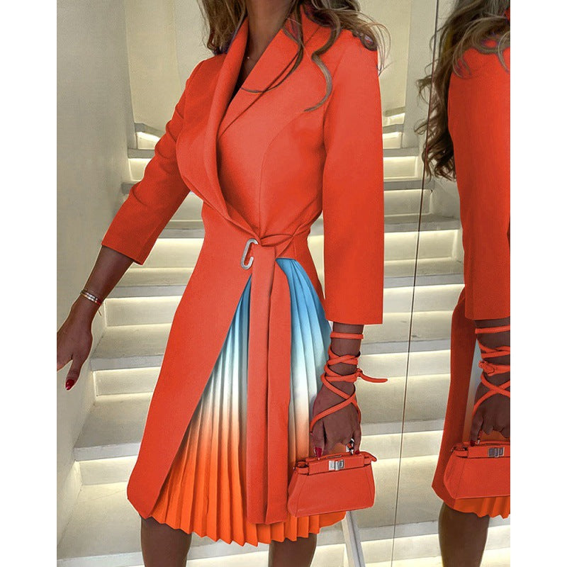 Wrap Midi Dress with Pleated Skirt and Cinch Waist
