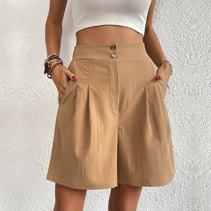 Wide-Leg High-Waist Shorts with Pleated Front