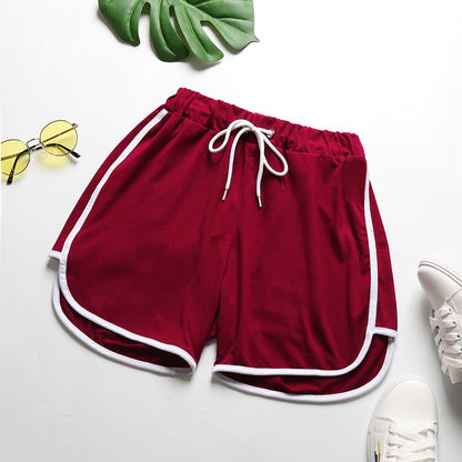 Loose High-Waist Shorts with Dolphin Hem and Contrast Piping