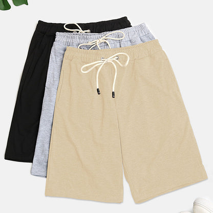 Relaxed Fit Mid-Length Shorts with Drawstring Waist