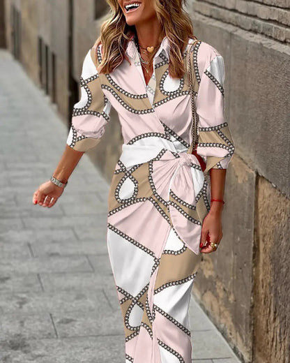 Striped Shirt Dress with Knotted Wrap Front