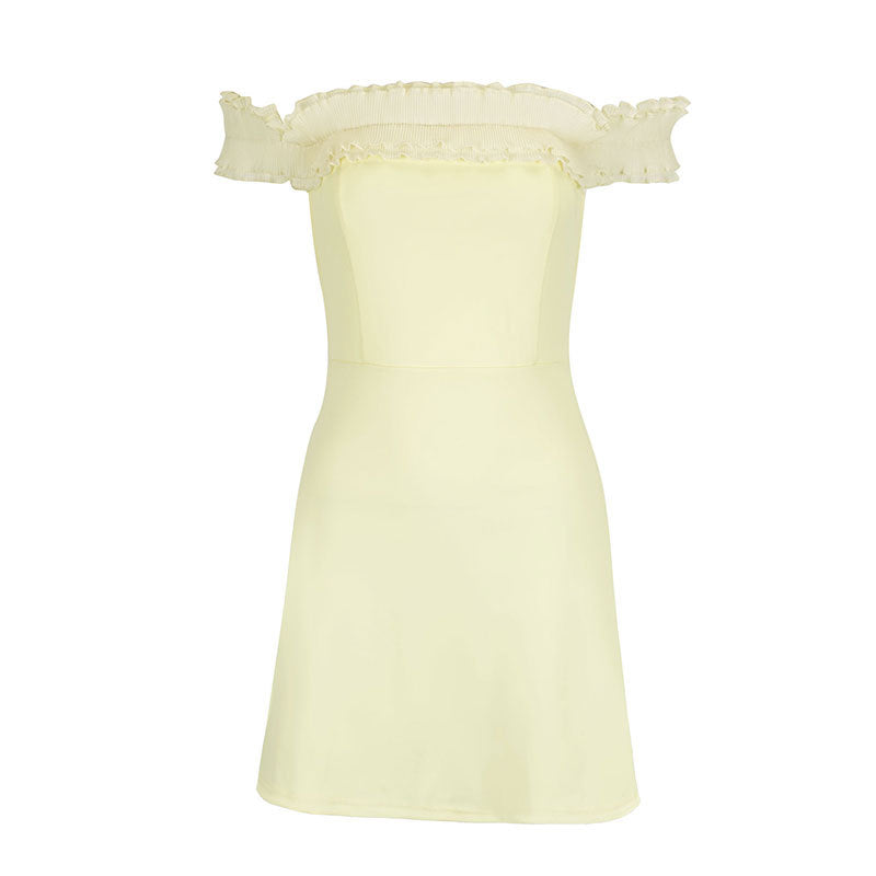 Solid Off-Shoulder Bodycon Mini Dress with Ruffled Trim