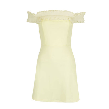 Solid Off-Shoulder Bodycon Mini Dress with Ruffled Trim
