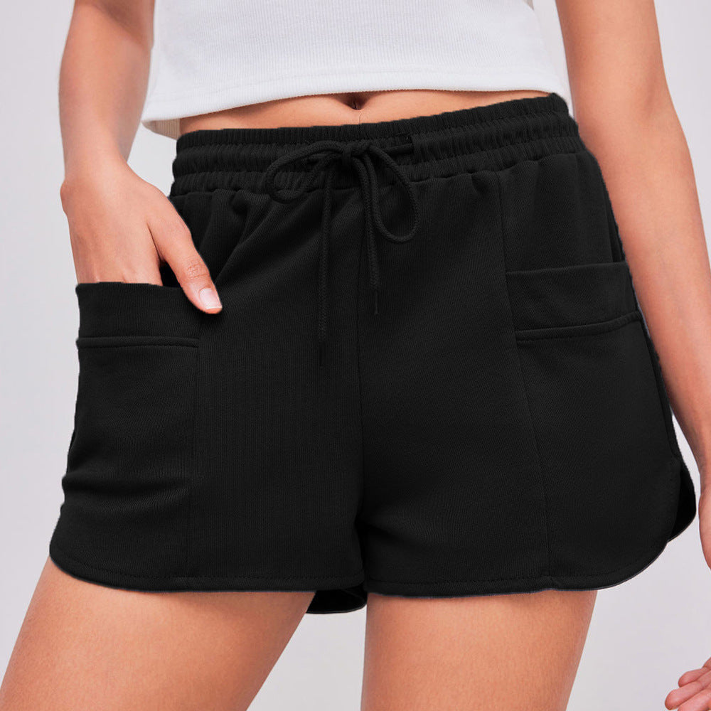 High-Waist Wide-Leg Shorts with Drawstring and Patch Pockets
