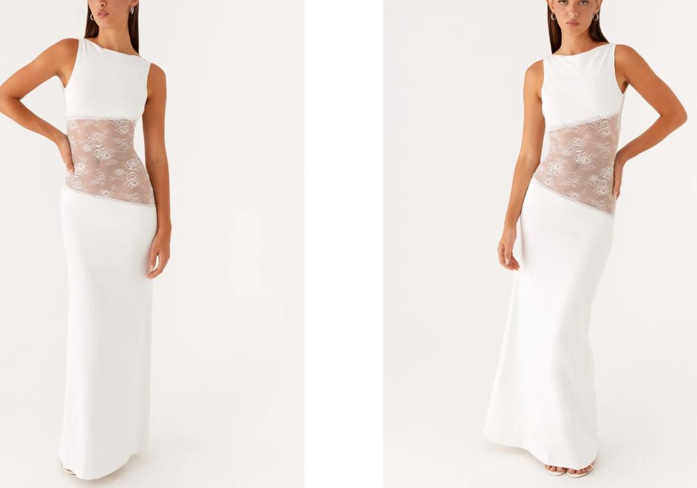 Sleeveless Backless Maxi Dress with Lace Midriff Panel