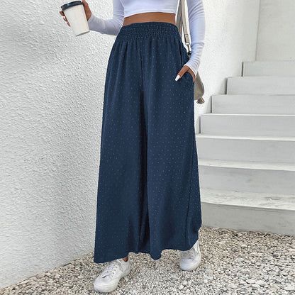 Jacquard Wide-Leg Pants with Elastic Waist