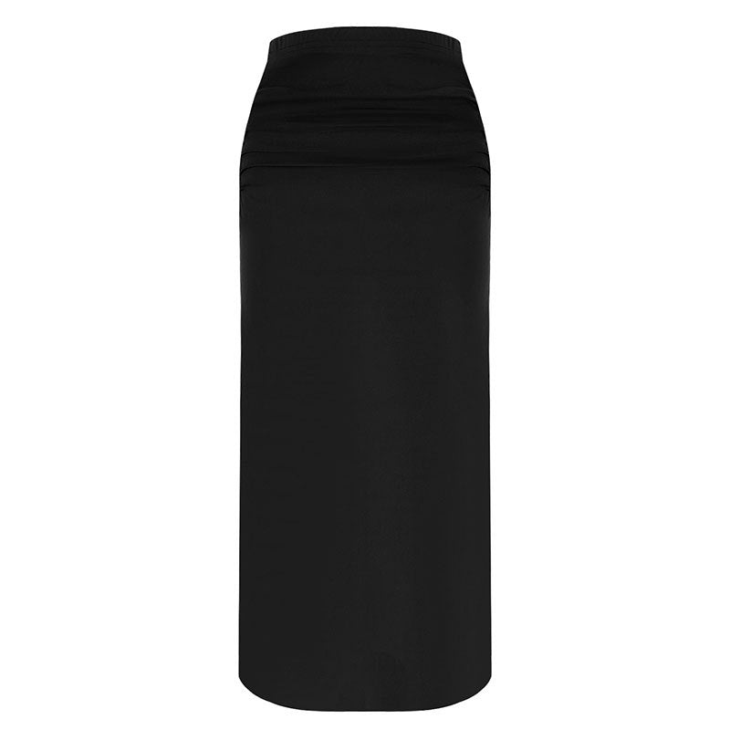 High-Waisted Ruched Fishtail Maxi Skirt