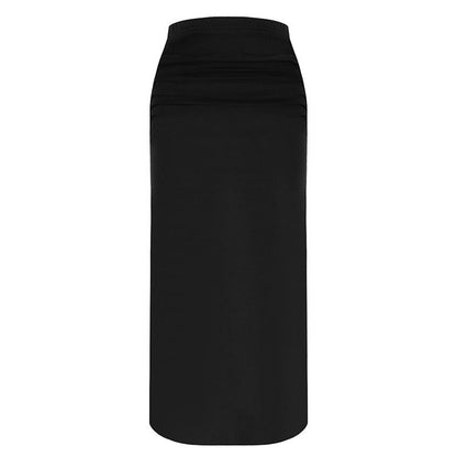 High-Waisted Ruched Fishtail Maxi Skirt