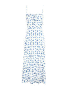 Floral Print Maxi Slip Dress with Tie Front and Side Slit