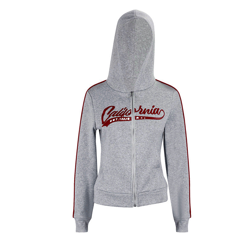 California Graphic Full-Zip Hoodie with Contrast Stripes