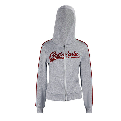 California Graphic Full-Zip Hoodie with Contrast Stripes