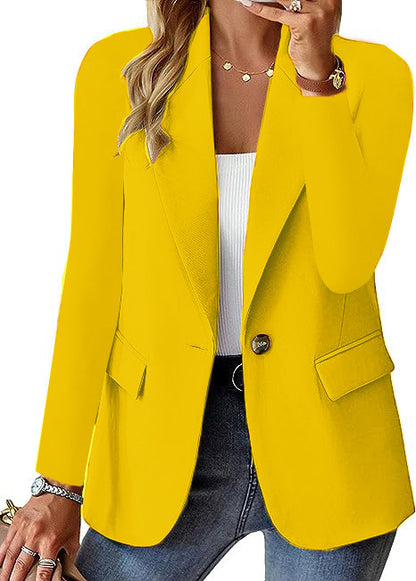 Single-Breasted Blazer with Notched Lapel and Flap Pockets