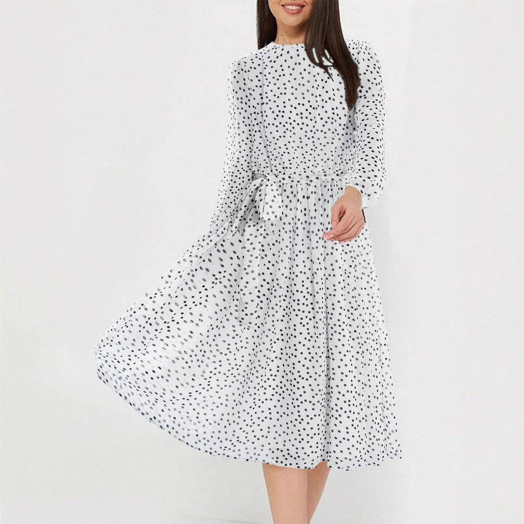 Floral A-Line Midi Dress with Lantern Sleeves