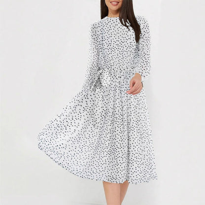 Floral A-Line Midi Dress with Lantern Sleeves