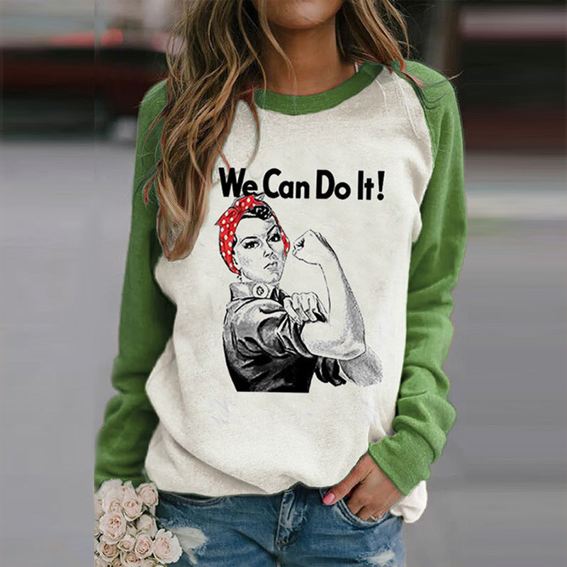Rosie the Riveter Graphic Long-Sleeve T-Shirt with Raglan Sleeves