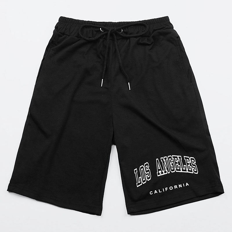 Black Printed Casual Shorts with Drawstring Waist