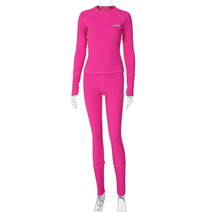 Slim-Fit Ribbed Two-Piece Legging Set with Thumbholes