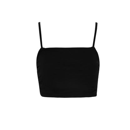 Slim Fit Square Neck Crop Top with Spaghetti Straps and Ruched Sides