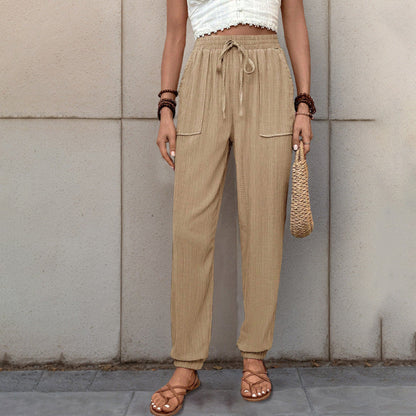 Loose Fit Jogger Trousers with Drawstring and Elastic Cuffs