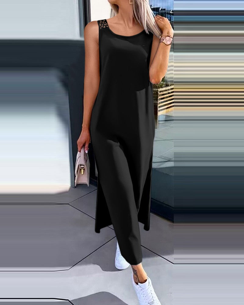 Sleeveless Maxi Dress with Hollow-Out Back and Side Slits