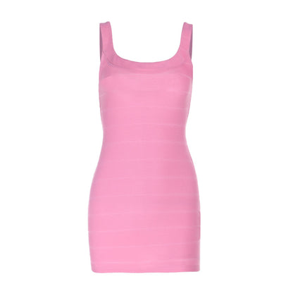 Bandage Bodycon Mini Dress with U-Shaped Neckline