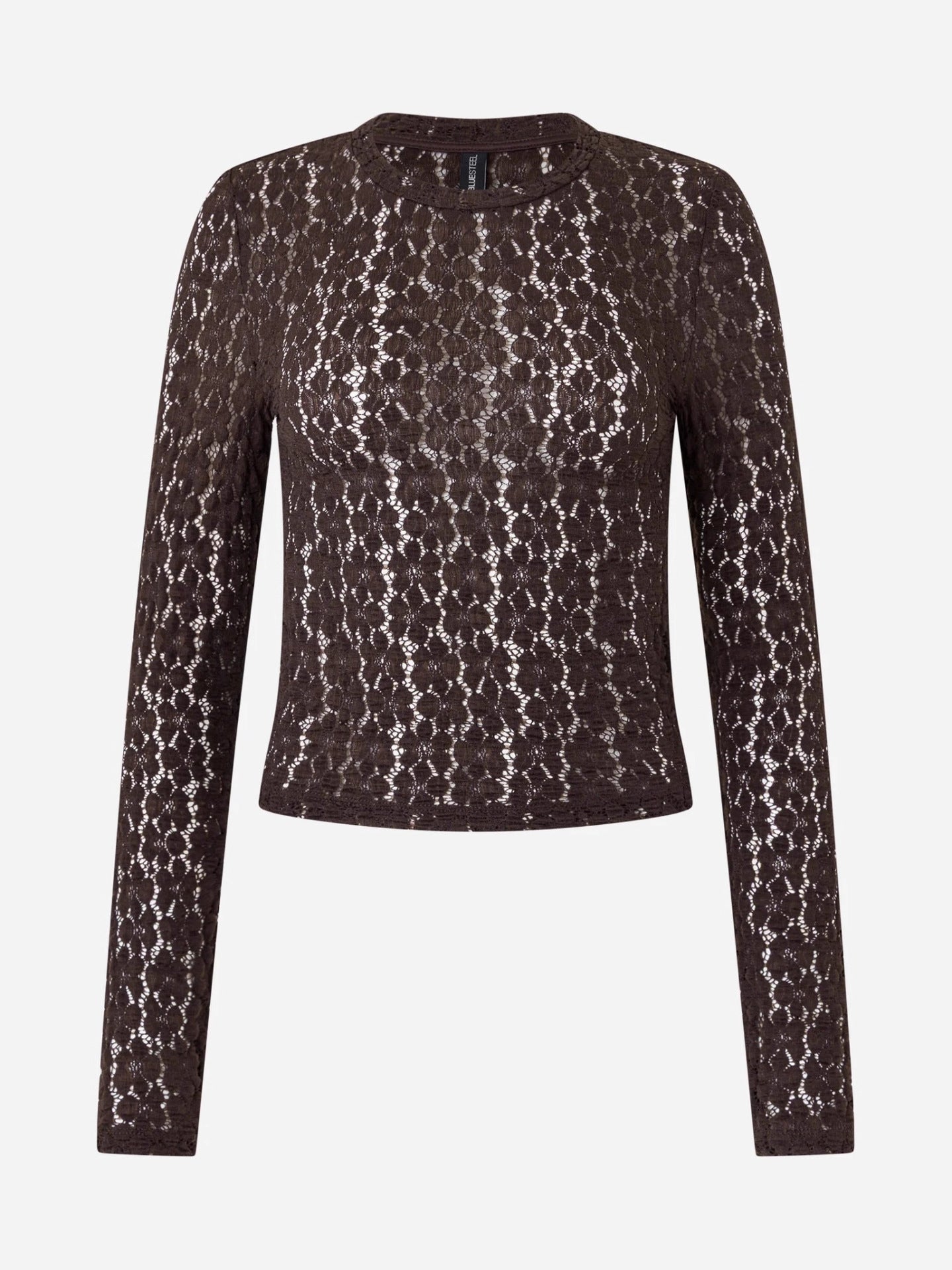 Bodycon Lace Long-Sleeve Top with Round Neck