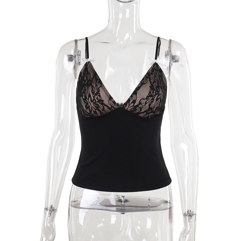 Bodycon Mini Dress with Floral Lace Cups and Bow Details