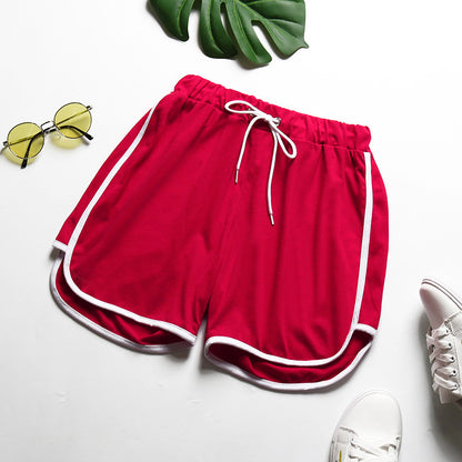 Loose High-Waist Shorts with Dolphin Hem and Contrast Piping