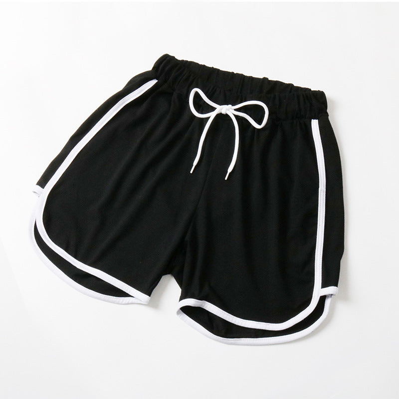 Loose High-Waist Shorts with Dolphin Hem and Contrast Piping