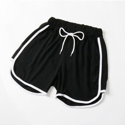 Loose High-Waist Shorts with Dolphin Hem and Contrast Piping