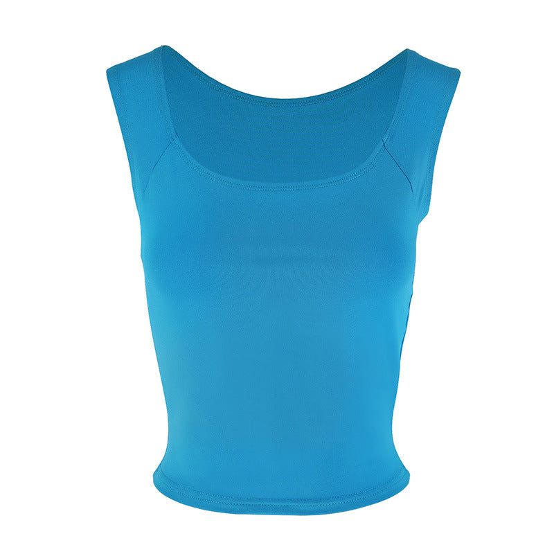 Slim Fit Square Neck Crop Top with Cap Sleeves