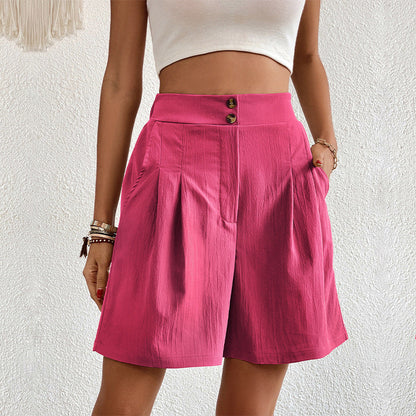 High-Waisted Wide-Leg Shorts with Pleated Front