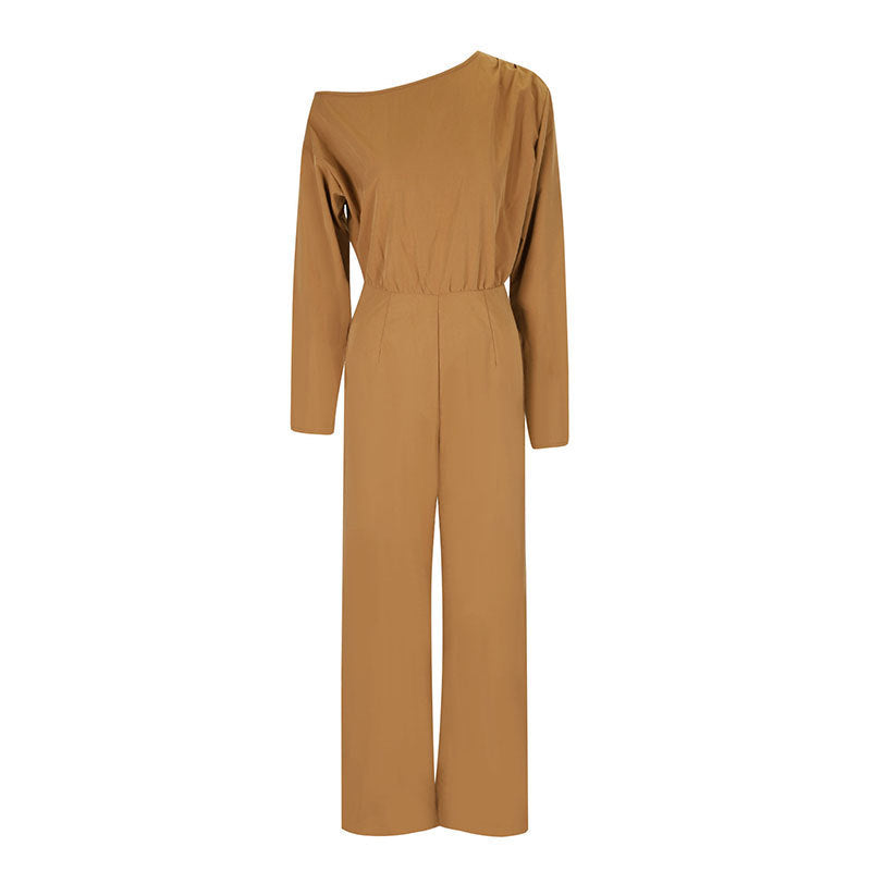 One-Shoulder Wide-Leg Jumpsuit with Belted High Waist