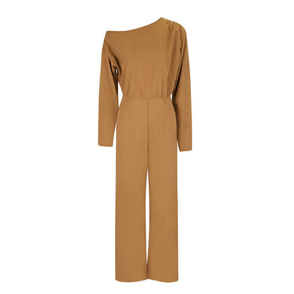 One-Shoulder Wide-Leg Jumpsuit with Belted High Waist
