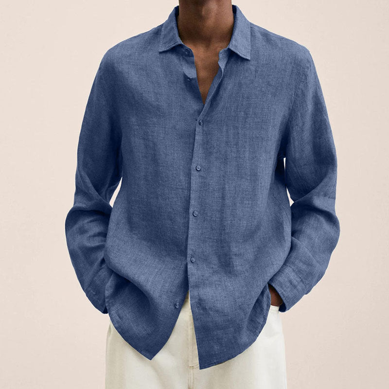 Loose-Fit Linen Blend Button-Down Shirt