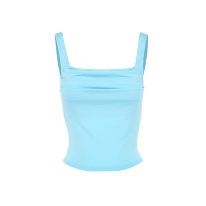 Ruched Slim-Fit Tank Top with Square Neckline