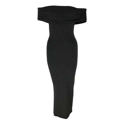 Off-the-Shoulder Bodycon Maxi Dress with Side Slit