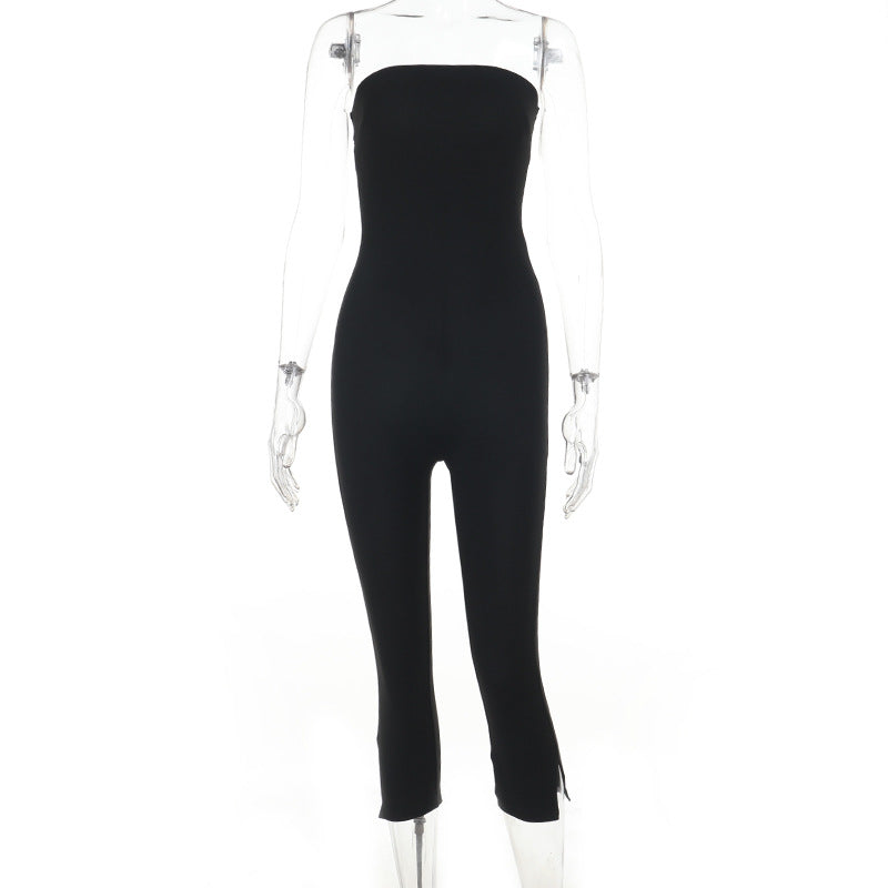 Bodycon Tube Top Jumpsuit with Capri Length