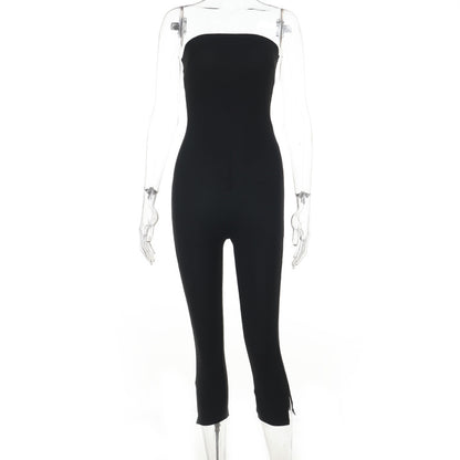 Bodycon Tube Top Jumpsuit with Capri Length