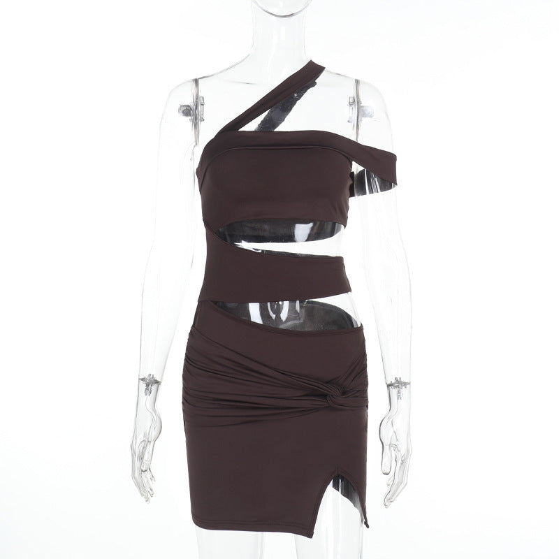 Bodycon Mini Dress with Asymmetrical Cut-Outs and Side Slit