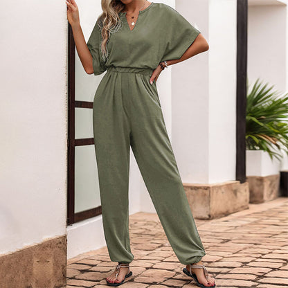 Loose Jumpsuit with Bat Sleeves and Elasticated Waist