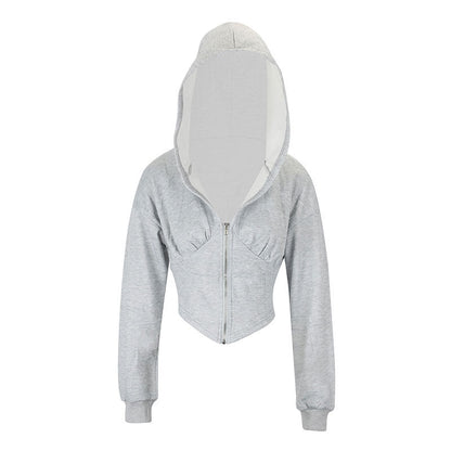 Diamond Knit Hooded Cardigan with Cinched Waist