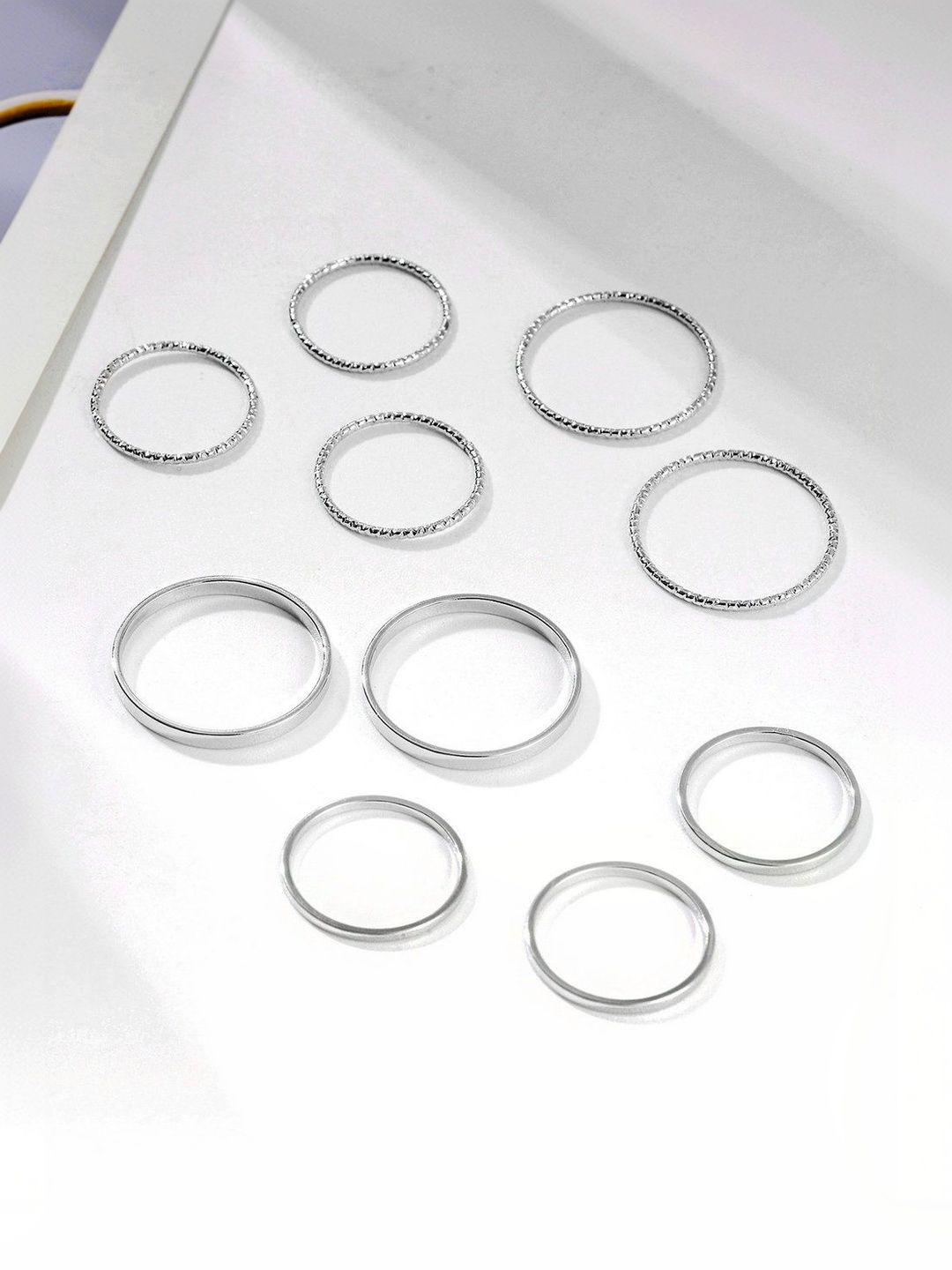 Set of 10 Silver-Plated Finger Rings