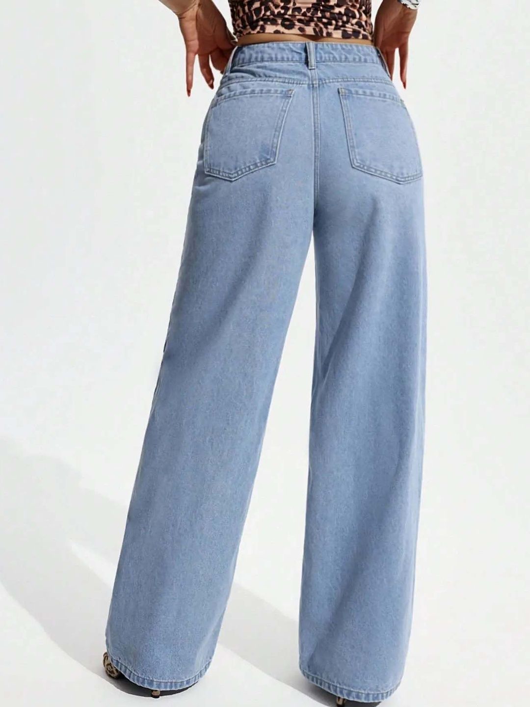 Women Wide Leg High-Rise Light Fade Jeans