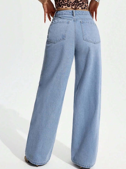 Women Wide Leg High-Rise Light Fade Jeans