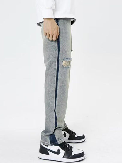 Men Regular Fit Mid-Rise Slash Knee Light Fade Jeans