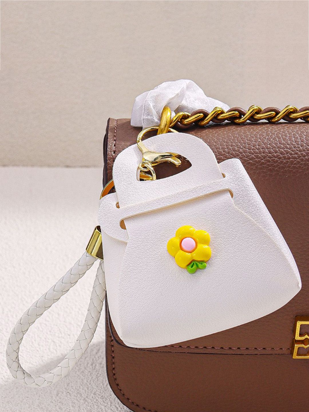 SALTY Floral Mini White Bag Charm