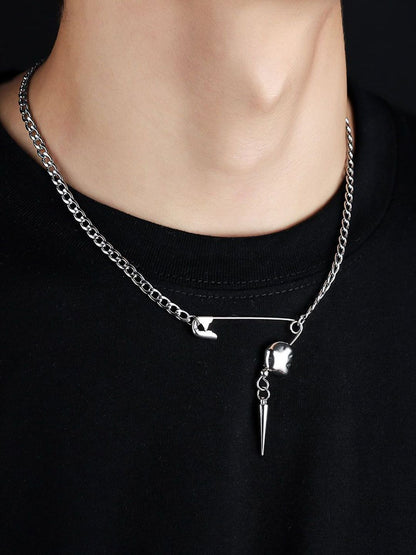 Stainless Steel Silver-Plated Contemporary Pendant With Chain