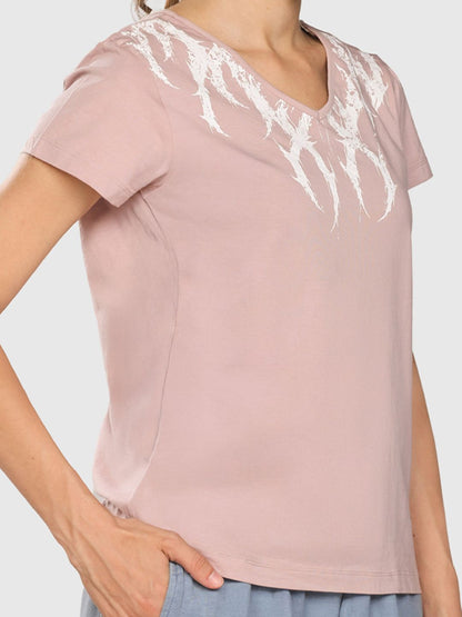 Women Graphic Printed V-Neck T-shirt