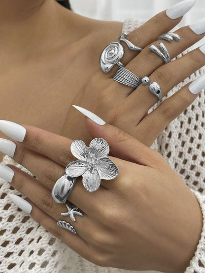 Set of 8 Silver-Plated Finger Ring